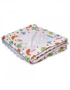 Joli Bebe Paturica cu 2 fete din plus minky si bumbac 100 x 100 cm model fluturi alb