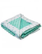 Joli Bebe Paturica cu 2 fete din plus minky si bumbac 100 x 100 cm model stele menta