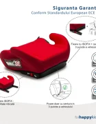 Juju Inaltator auto i-Size Jazzy Booster Rosu-Bordo 125x150 cm isofix cotiere moi husa detasabila