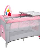 Juju Patut pentru copii Sleepy Baby Hunny Bunny pliabil roti cu blocare bara de jucarii salteluta de infasat geanta de transport usita laterala cu fermoar dimensiuni 125 L x 65 l x 78 cm