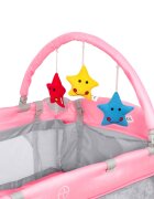Juju Patut pentru copii Sleepy Baby Hunny Bunny pliabil roti cu blocare bara de jucarii salteluta de infasat geanta de transport usita laterala cu fermoar dimensiuni 125 L x 65 l x 78 cm