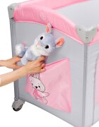 Juju Patut pentru copii Sleepy Baby Hunny Bunny pliabil roti cu blocare bara de jucarii salteluta de infasat geanta de transport usita laterala cu fermoar dimensiuni 125 L x 65 l x 78 cm