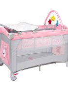 Juju Patut pentru copii Sleepy Baby Hunny Bunny pliabil roti cu blocare bara de jucarii salteluta de infasat geanta de transport usita laterala cu fermoar dimensiuni 125 L x 65 l x 78 cm
