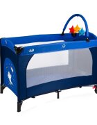 Juju Patut pentru copii Sleepy Baby Space Adventure pliabil roti cu blocare bara de jucarii salteluta de infasat geanta de transport usita laterala cu fermoar dimensiuni 125 L x 65 l x 78 cm