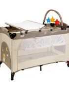 Juju Patut pentru copii Sleepy Baby Sweet Dreams pliabil roti cu blocare bara de jucarii salteluta de infasat geanta de transport usita laterala cu fermoar dimensiuni 125 L x 65 l x 78 cm