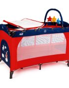 Juju Patut pentru copii Sleepy Baby Unicorn pliabil roti cu blocare bara de jucarii salteluta de infasat geanta de transport usita laterala cu fermoar dimensiuni 125 L x 65 l x 78 cm