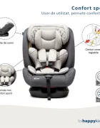 Juju Scaun auto Gladiator i-Size gri certificare ECE R129 tetiera si centuri reglabile
