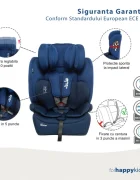 Juju Scaun auto i-Size Safe Rider Albastru-Bleumarin 76-150 cm convertibil in inaltator tetiera reglabila cotiere pernute moi husa detasabila