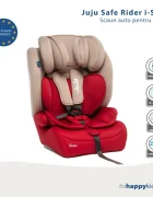 Juju Scaun auto i-Size Safe Rider Bej-Bordo 76-150 cm convertibil in inaltator tetiera reglabila cotiere pernute moi husa detasabila