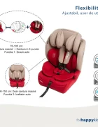 Juju Scaun auto i-Size Safe Rider Bej-Bordo 76-150 cm convertibil in inaltator tetiera reglabila cotiere pernute moi husa detasabila