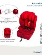 Juju Scaun auto i-Size Safe Rider Rosu-Bordo 76-150 cm convertibil in inaltator tetiera reglabila cotiere pernute moi husa detasabila