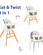 Juju Scaun de masa 3 in 1 EatTwist gri