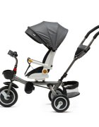 Juju Tricicleta pentru copii Bliss Ride Gri 3 in 1 pozitie de somn reversibila far luminos muzica cos depozitare gentuta protectie UV cauciucuri spuma EVA greutate maxima admisa 25kg