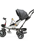 Juju Tricicleta pentru copii Bliss Ride Gri 3 in 1 pozitie de somn reversibila far luminos muzica cos depozitare gentuta protectie UV cauciucuri spuma EVA greutate maxima admisa 25kg