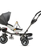Juju Tricicleta pentru copii Bliss Ride Gri 3 in 1 pozitie de somn reversibila far luminos muzica cos depozitare gentuta protectie UV cauciucuri spuma EVA greutate maxima admisa 25kg
