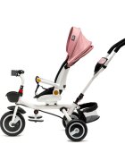 Juju Tricicleta pentru copii Bliss Ride Roz 3 in 1 pozitie de somn reversibila far luminos Muzica cos depozitare gentuta protectie UV cauciucuri spuma EVA greutate maxima admisa 25kg