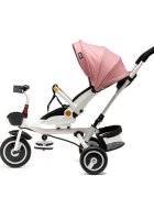 Juju Tricicleta pentru copii Bliss Ride Roz 3 in 1 pozitie de somn reversibila far luminos Muzica cos depozitare gentuta protectie UV cauciucuri spuma EVA greutate maxima admisa 25kg