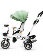 Juju Tricicleta pentru copii Bliss Ride Verde 3 in 1 pozitie de somn reversibila far luminos muzica cos depozitare gentuta protectie UV cauciucuri spuma EVA greutate maxima admisa 25kg