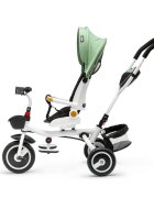 Juju Tricicleta pentru copii Bliss Ride Verde 3 in 1 pozitie de somn reversibila far luminos muzica cos depozitare gentuta protectie UV cauciucuri spuma EVA greutate maxima admisa 25kg