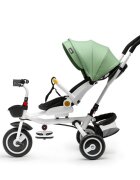 Juju Tricicleta pentru copii Bliss Ride Verde 3 in 1 pozitie de somn reversibila far luminos muzica cos depozitare gentuta protectie UV cauciucuri spuma EVA greutate maxima admisa 25kg