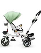 Juju Tricicleta pentru copii Bliss Ride Verde 3 in 1 pozitie de somn reversibila far luminos muzica cos depozitare gentuta protectie UV cauciucuri spuma EVA greutate maxima admisa 25kg