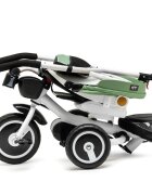 Juju Tricicleta pentru copii Bliss Ride Verde 3 in 1 pozitie de somn reversibila far luminos muzica cos depozitare gentuta protectie UV cauciucuri spuma EVA greutate maxima admisa 25kg
