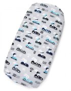 Kerstin Cearceaf cu banda elastica pentru landou copii Bunny Drivers realizat din bumbac 100 dimensiune 80 x 38 cm