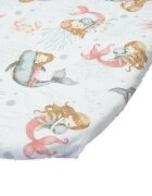 Kerstin Cearceaf cu banda elastica pentru landou copii Pink Mermaid realizat din bumbac 100 dimensiune 80 x 38 cm