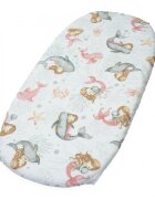 Kerstin Cearceaf cu banda elastica pentru landou copii Pink Mermaid realizat din bumbac 100 dimensiune 80 x 38 cm
