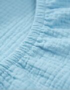 Kerstin Cearceaf cu banda elastica pentru landoucarucior si cosulet copii Premium Muslin Baby blue realizat din muselina bumbac 100 dimensiune 80 x 38 cm