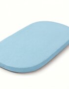 Kerstin Cearceaf cu banda elastica pentru landoucarucior si cosulet copii Premium Muslin Baby blue realizat din muselina bumbac 100 dimensiune 80 x 38 cm