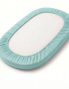 Kerstin Cearceaf cu banda elastica pentru landoucarucior si cosulet copii Premium Muslin Mint realizat din muselina bumbac 100 dimensiune 80 x 38 cm