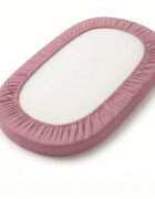Kerstin Cearceaf cu banda elastica pentru landoucarucior si cosulet copii Premium Muslin Retro Pink realizat din muselina bumbac 100 dimensiune 80 x 38 cm