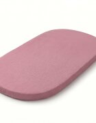Kerstin Cearceaf cu banda elastica pentru landoucarucior si cosulet copii Premium Muslin Retro Pink realizat din muselina bumbac 100 dimensiune 80 x 38 cm