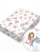 Kerstin Cearceaf cu banda elastica pentru pat copii Pink Mermaid 100 bumbac pentru saltea 120x60 cm