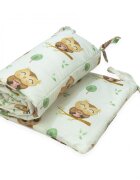 Kerstin Protectie laterala pentru patut copii Cute Owls 180 x 30 cm cu doua fete suprafata din bumbac 100 prindere cu panglici