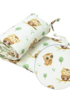 Kerstin Protectie laterala pentru patut copii Cute Owls 180 x 30 cm cu doua fete suprafata din bumbac 100 prindere cu panglici