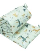 Kerstin Protectie laterala pentru patut copii Dogs 180 x 30 cm cu doua fete suprafata din bumbac 100 prindere cu panglici