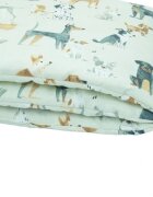 Kerstin Protectie laterala pentru patut copii Dogs 180 x 30 cm cu doua fete suprafata din bumbac 100 prindere cu panglici