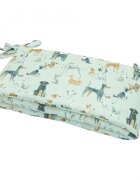 Kerstin Protectie laterala pentru patut copii Dogs 180 x 30 cm cu doua fete suprafata din bumbac 100 prindere cu panglici
