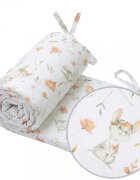 Kerstin Protectie laterala pentru patut copii Field Mouse 180 x 30 cm cu doua fete suprafata din bumbac 100 prindere cu panglici