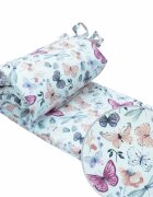 Kerstin Protectie laterala pentru patut copii Fluturi si Libelule 180 x 30 cm cu doua fete suprafata din bumbac 100 prindere cu panglici