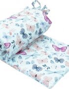 Kerstin Protectie laterala pentru patut copii Fluturi si Libelule 180 x 30 cm cu doua fete suprafata din bumbac 100 prindere cu panglici