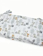Kerstin Protectie laterala pentru patut copii Forest animals 180 x 30 cm cu doua fete suprafata din bumbac 100 prindere cu panglici