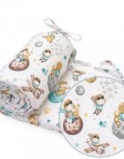 Kerstin Protectie laterala pentru patut copii Micul Print 180 x 30 cm cu doua fete suprafata din bumbac 100 prindere cu panglici