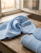Kerstin Set 3 scutece multifunctionale Premium Baby blue 70x80 cm din muselina 100 bumbacsuprafata finamoale si absorbanta