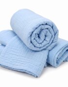 Kerstin Set 3 scutece multifunctionale Premium Baby blue 70x80 cm din muselina 100 bumbacsuprafata finamoale si absorbanta