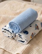 Kerstin Set 3 scutece multifunctionale Premium Cosmos baby blue 70x80 cm din muselina 100 bumbacsuprafata finamoale si absorbanta
