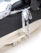 Kerstin Set insertie textila pentru landoucosulet copii AlbGri din muselina cearsaf cu elastic asortat 80x38 cm realizate din bumbac 100