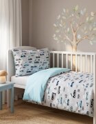 Kerstin Set lenjerie 2 piese pentru patut copii Bunny drivers husa pilota 120x90 si fata perna 40x60 cm design versatil cu doua fete tesatura moale inchidere cu fermoar